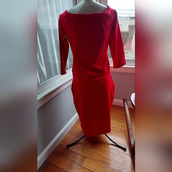 NWT Piao Liang fu shi  RED DRESS Stretchy Off Shoulder Size L - Picture 3 of 7